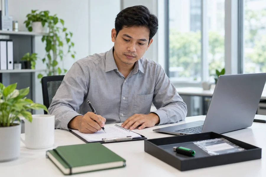 Security analyst preparing incident documentation
