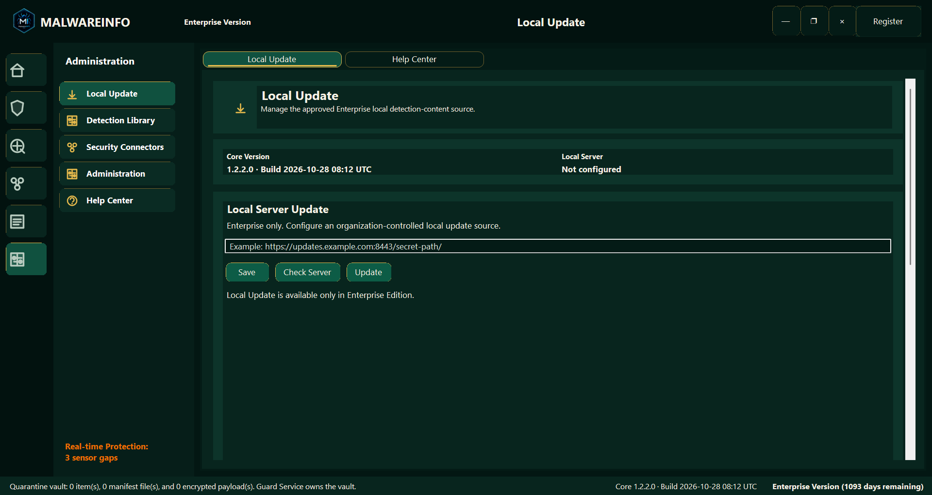 Fig 18. Local Update — Enterprise Detection-Content Source Configuration