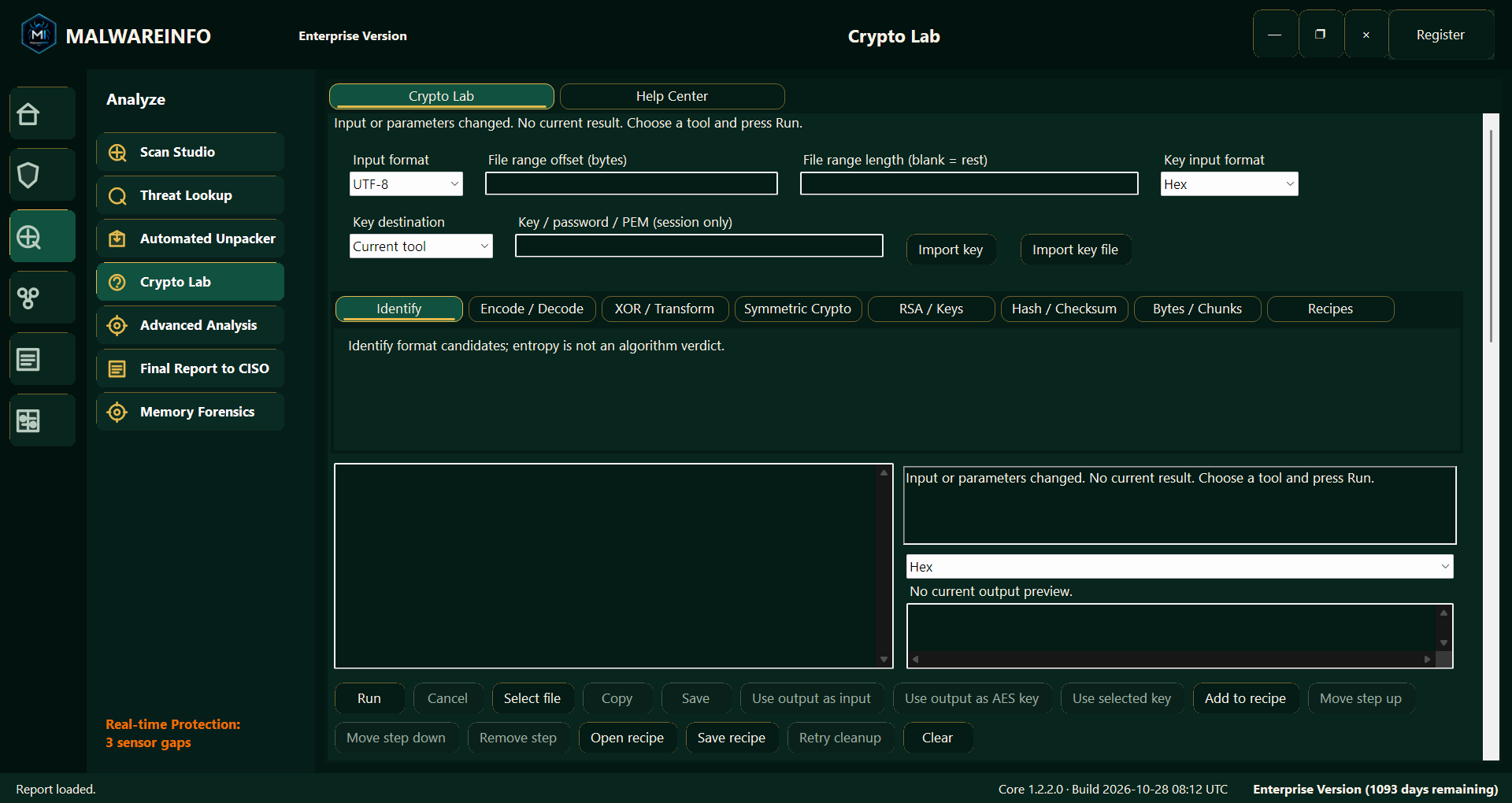 Fig 6. Crypto Lab — Offline Decoding, Cryptography and Analysis Recipes