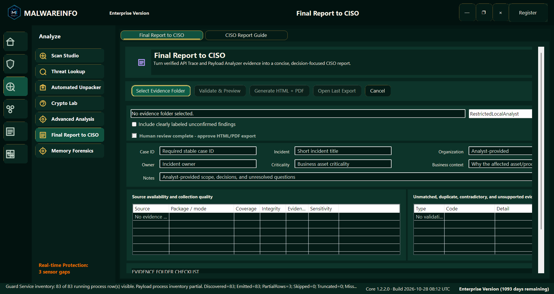 Fig 14. Final Report to CISO — Evidence Selection, Validation and Analyst Approval